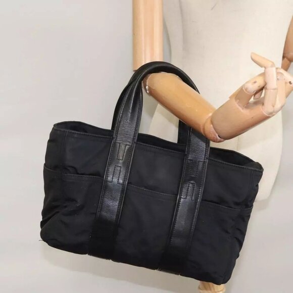 HERMES Acape Luco PM Hand Bag Nylon Black Authentic - Picture 1 of 16